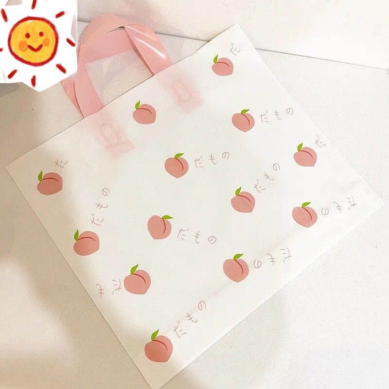 Clothing store bags, hand-held plastic bags, summer peaches, fresh and tempting plastic shopping bags, cosmetic bags, free shipping Specification image