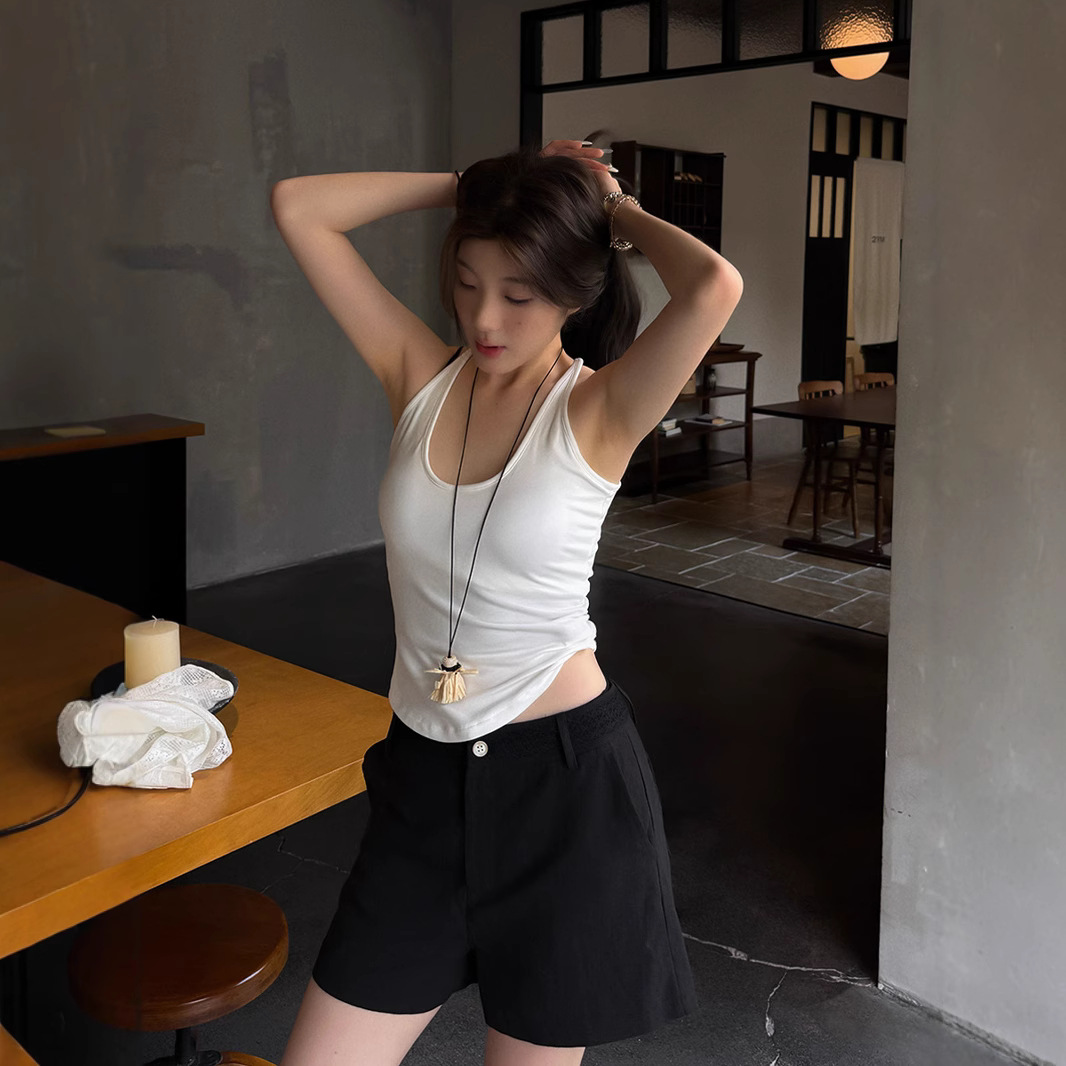 2025年夏季新款U领带胸垫百搭休闲吊带背心上衣女00213