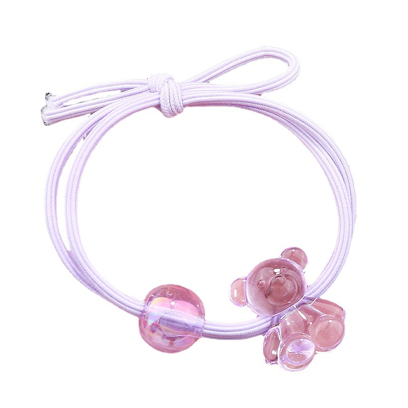Korean version of ins hair band, acrylic cartoon crystal bear hair tie, female student 2-yuan rubber band hair tie and bracelet, dual-purpose Item Picture