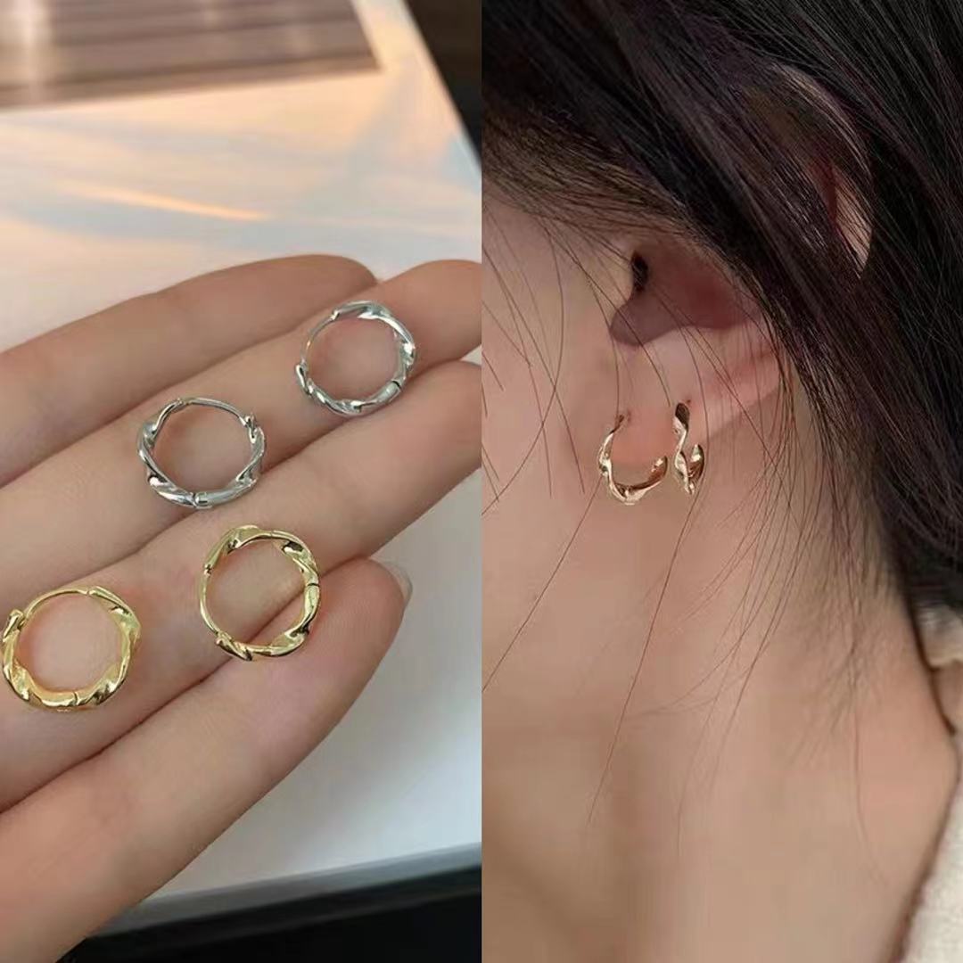 几何不规则扭曲耳钉简约女小巧耳圈女气质韩国耳环网红耳扣耳饰品流行饰品时尚耳饰韩版耳环耳圈耳扣品牌代加工OEM