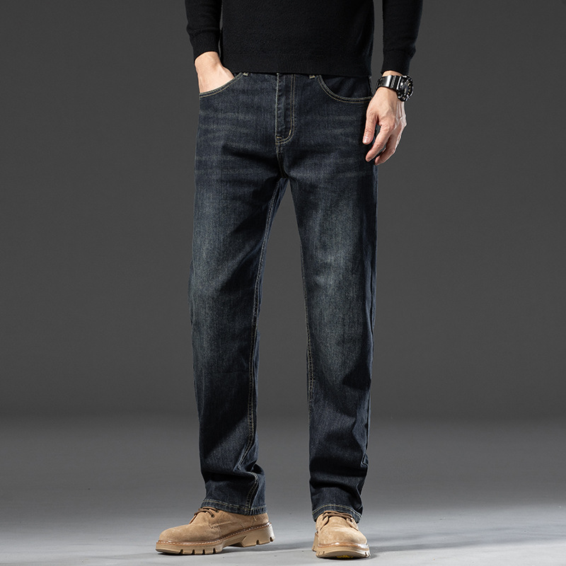 2025 Best-selling men's jeans: Retro cement grey jeans, men's loose straight leg, Spring and autumn trendy brand stretch Specification image