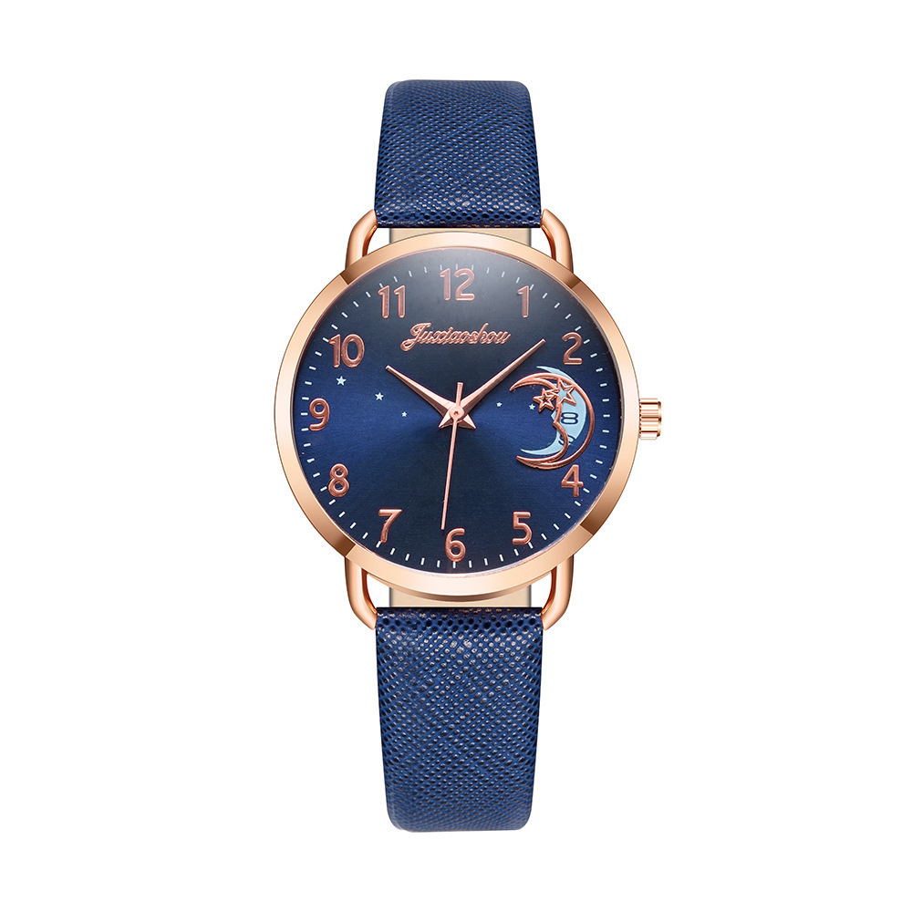 Cross-border hot Douyin live fashion moon pattern PU leather ladies simple student watch supply quartz watch Application Scenario