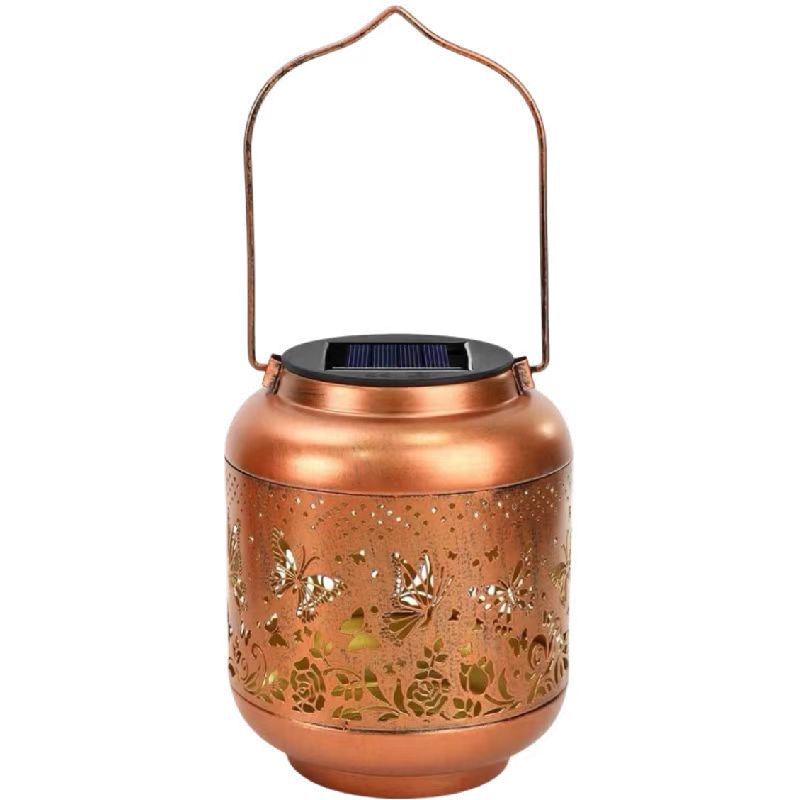 Amazon's new solar butterfly lamp, cross-border ironwork hollowed-out lamp, villa courtyard decoration, outdoor waterproof hanging lamp Item Picture