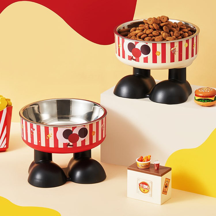New high-footed stainless steel anti-slip dog food bowl, water bowl, stainless steel rice bowl, rice bowl, cat rice bowl details Picture