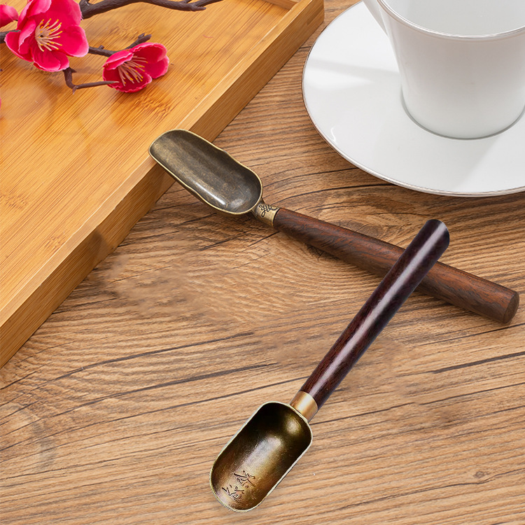 Ebony tea spoon, tea spoon and tea measure five-piece set, Six Gentleman tea ceremony accessories details Picture
