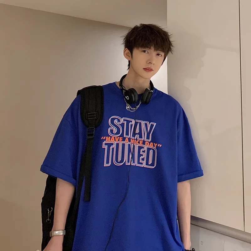 2022 New summer short-sleeved men's T-shirt, pure cotton trendy brand ins loose and versatile casual T-shirt for men, half sleeve Specification image