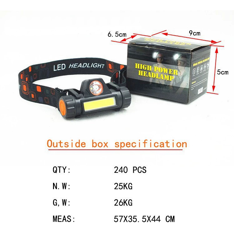 Cross-border e-commerce high-light LED+COB headlamp, USB charging with magnet work light, outdoor emergency camping fishing pic 5