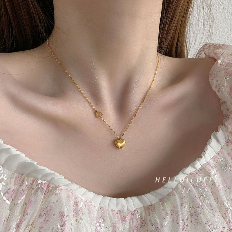 South Korea Love Necklace Female Collarbone Chain Light Luxury Simple Ins All Retro Accessories Female Niche Design Sense Necklace