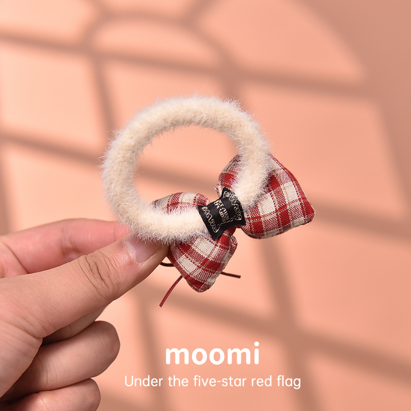 复古格子蝴蝶结一字夹侧边夹女童国潮发饰大发圈小学生头饰品批发详情2