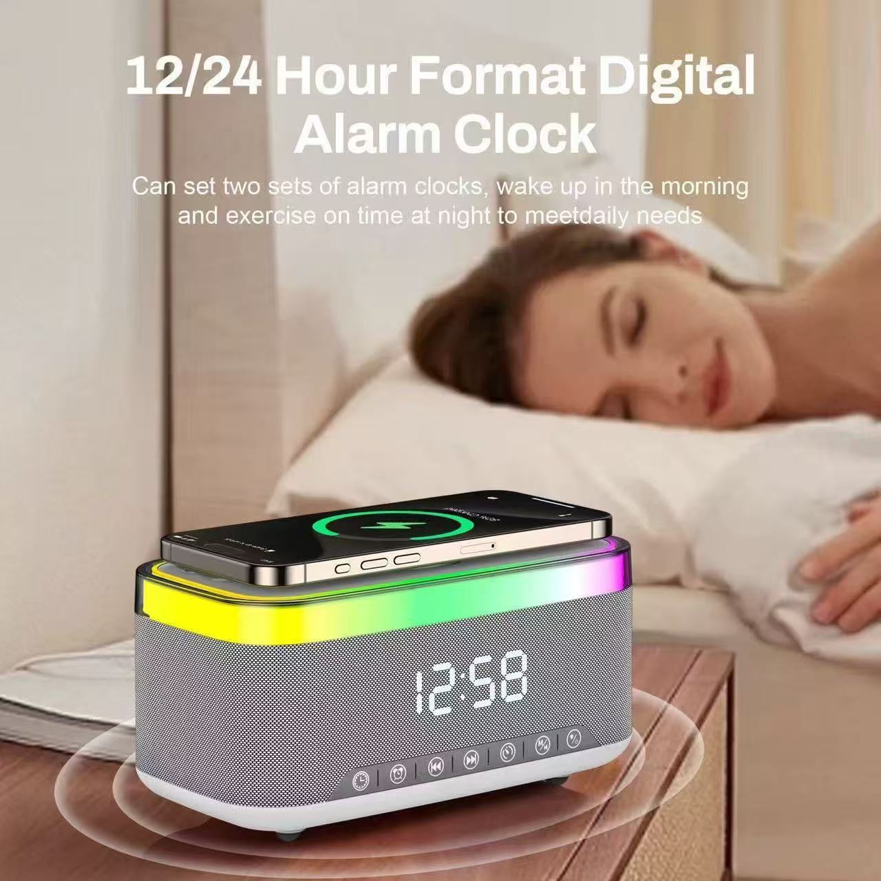 The new S300 desktop smart speaker features a night light, digital clock, alarm setting, 15W wireless charging and Bluetooth speaker pic 8