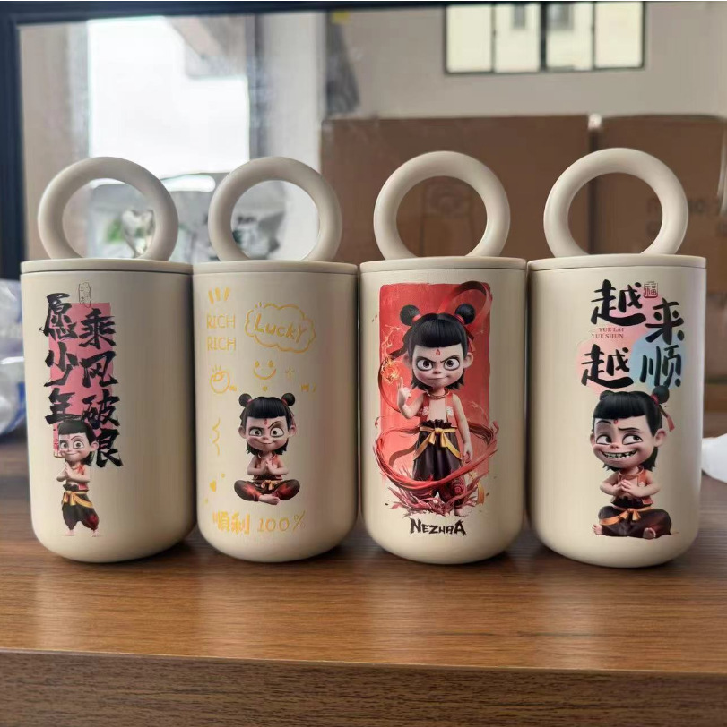 新款魔童304不锈钢咖啡杯女生小香风斜挎保温杯高颜值随行杯