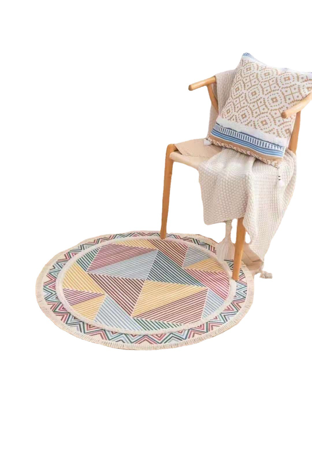 Nordic Cotton And Linen Retro Round Carpet Entry Door Decoration Mat Bedroom Bedside Anti-Slip Foot Mat Map Customization Application Scenario