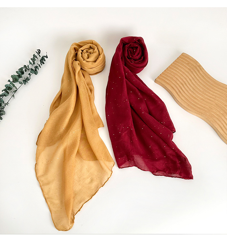 跨境纯色亮片薄款透气长巾满天星棉麻围巾女百搭包头巾大丝巾披肩详情5