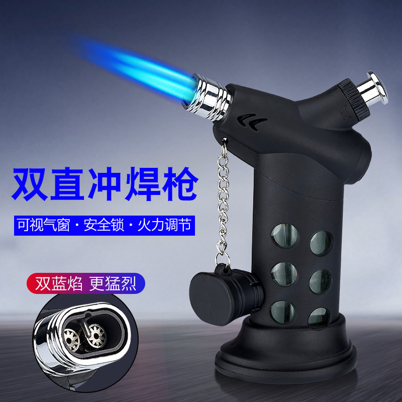 High-temperature double direct impact igniter, ceramic core, inflatable metal welding torch, igniter, barbecue cigar