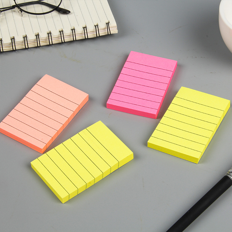 Colored paper line sticky notes, horizontal line sticky notes, tear-off sticky notes, notebooks, square messages, notes, N times stickers for students details Picture