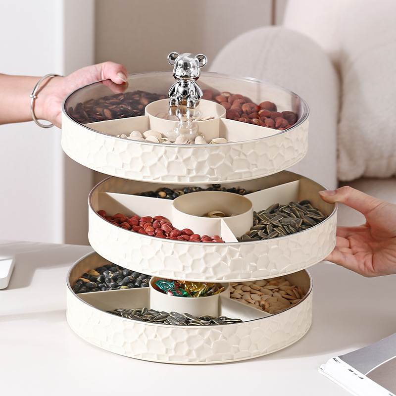Dry Fruit Tray Living Room Home New High Appearance Level Coffee Table Light Luxury Cream Wind Four Points Of High-Grade Superimposed Dust Fruit Tray details Picture