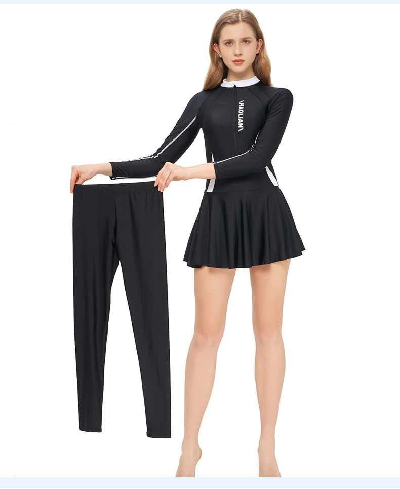 Stock Cross-Border 2023 European And American One-Piece Swimsuit Dress Amazon Swimsuit Female Sunscreen Muslim Conservative Swimsuit Specification drawing