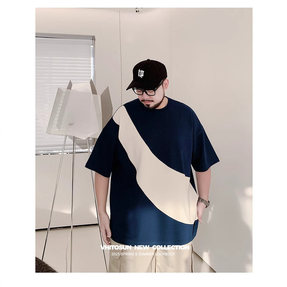 定制短袖圆领t恤男士2025新款夏季半袖印花上衣胖子大码男装厂家