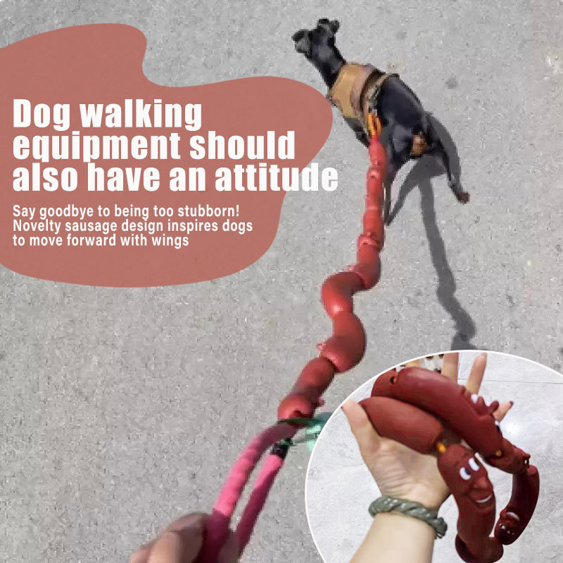 跨境宠物牵引绳批发搞怪一串大香肠狗绳中小型犬网红遛狗绳