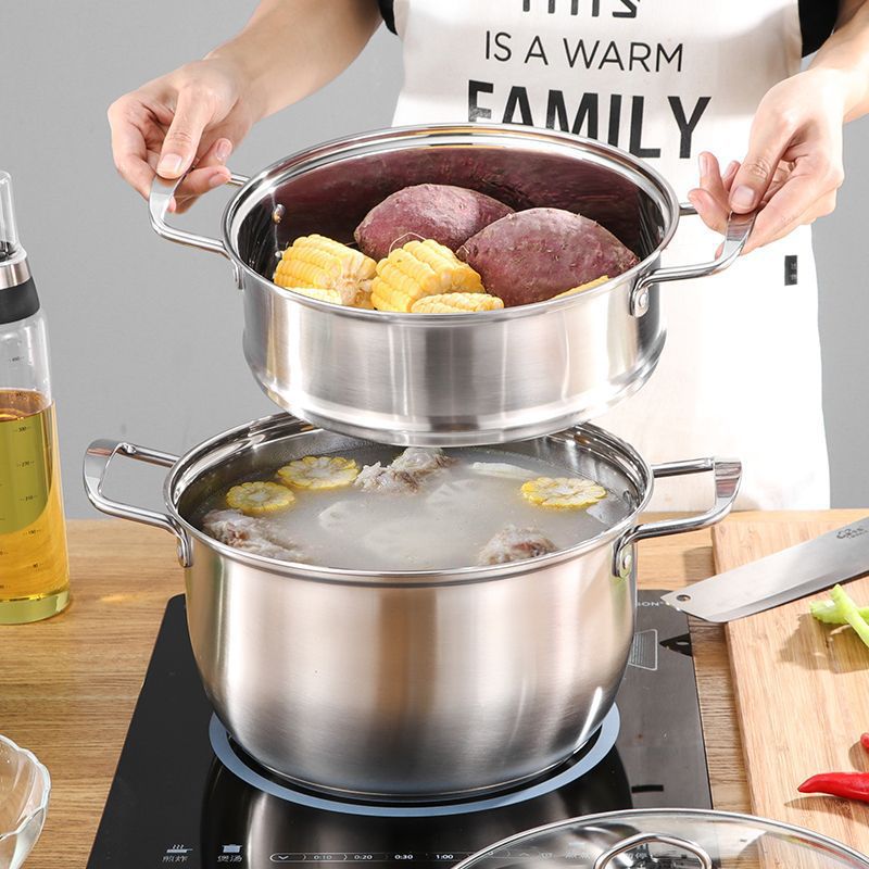 Chaozhou Hufa Stainless Steel Set Cookware wholesale, double-bottom cross-border ten-piece set, small milk pot, large capacity soup pot Application Scenario