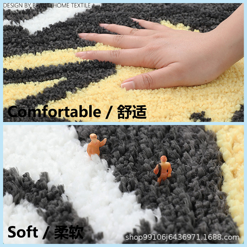 Cartoon Living Room Fluffy Floor Mat Toilet Absorbent Bathroom Stool Non-Slip Mat Entry Home Bedroom Floor Mat Carpet Application Scenario