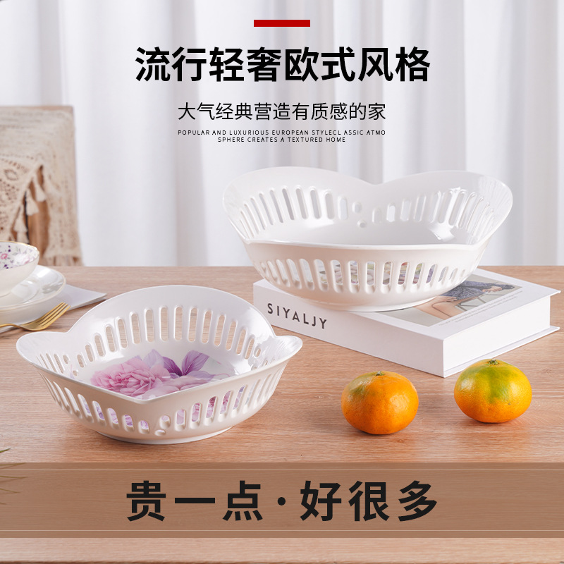 边镂空密胺炫彩厨房蔬菜水果篮沥水篮仿瓷家居客厅水果盘果篮果盒产品图