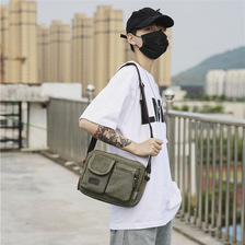 韩版新款男女单肩包潮搭帆布包简约大气斜跨包商务通勤时尚休闲包