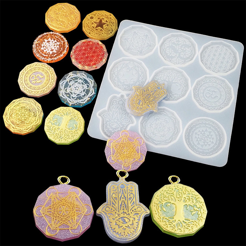 diy crystal resin mold, epoxy resin keychain, necklace, jewelry, display piece, handcrafted mirror silicone mold Specification image