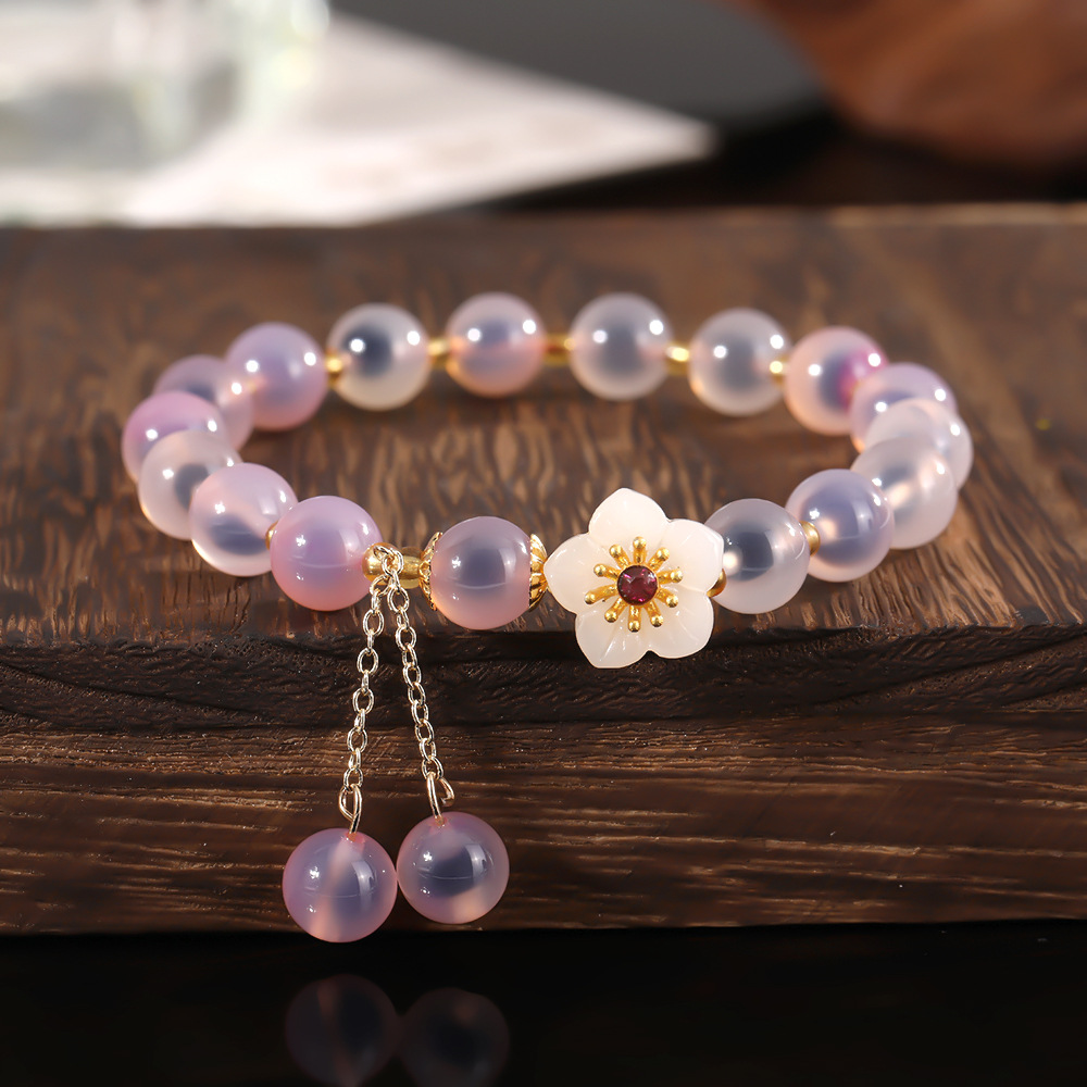 8mm糖心玛瑙珠子散珠文玩手串手链装饰配珠DIY饰品配件串珠字