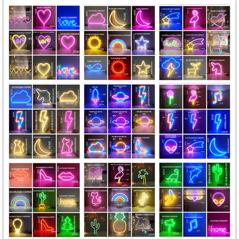 Ins-shaped popular decorative lights, new led neon lights, neon tube color lights, Christmas LED shaped lights full figure