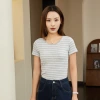 The 2025 new short-sleeved striped half-sleeved women's slimming wear is versatile. It can be worn as an outer layer and an inner layer with a leak-proof short-sleeved T-shirt as a base layer Specification image