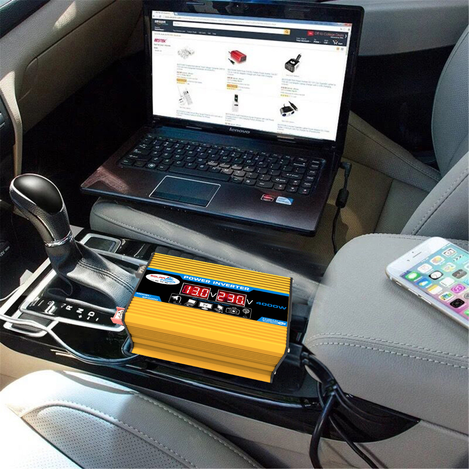 Cross-border bestseller inverter 12V-220V/110V300W portable with dual USB for car and home use and display screen pic 18