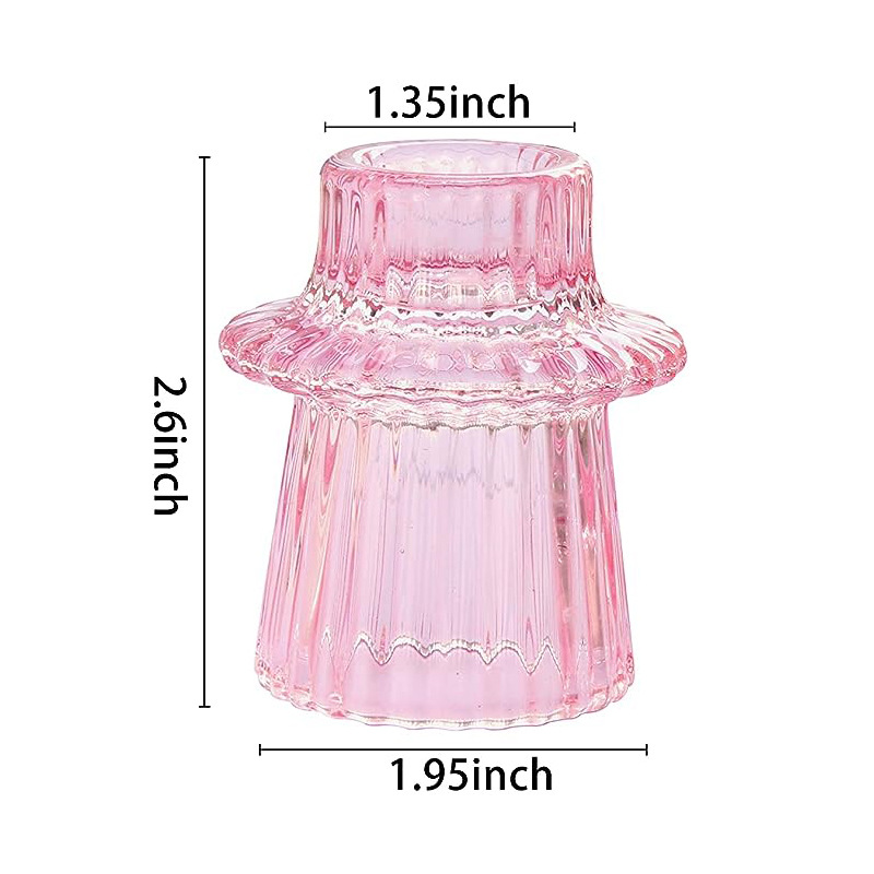 Cross-border European and American romantic dining table candlestick, creative household base, colorful vertical patterned glass candlestick, safe packaging Specification image