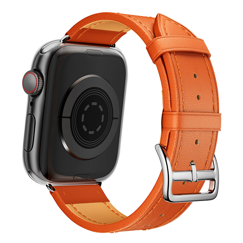 适用于苹果S7新款表带  iwatch2-7代手表皮带 橙色智能表带