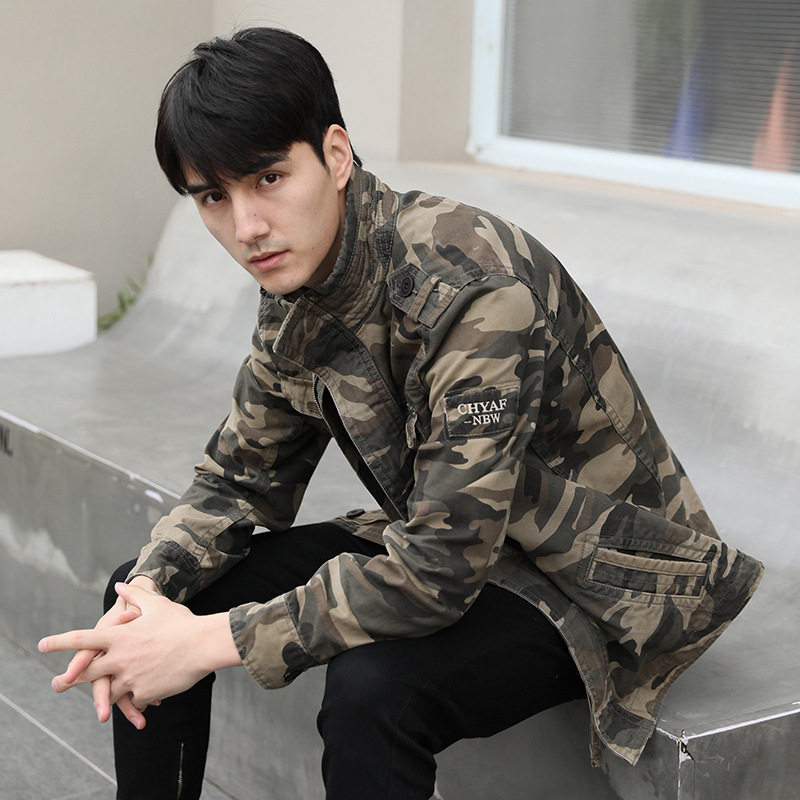 Spring 2022 men's outerwear: New casual camouflage workwear denim jacket, men's plus-size jacket, military top Specification image
