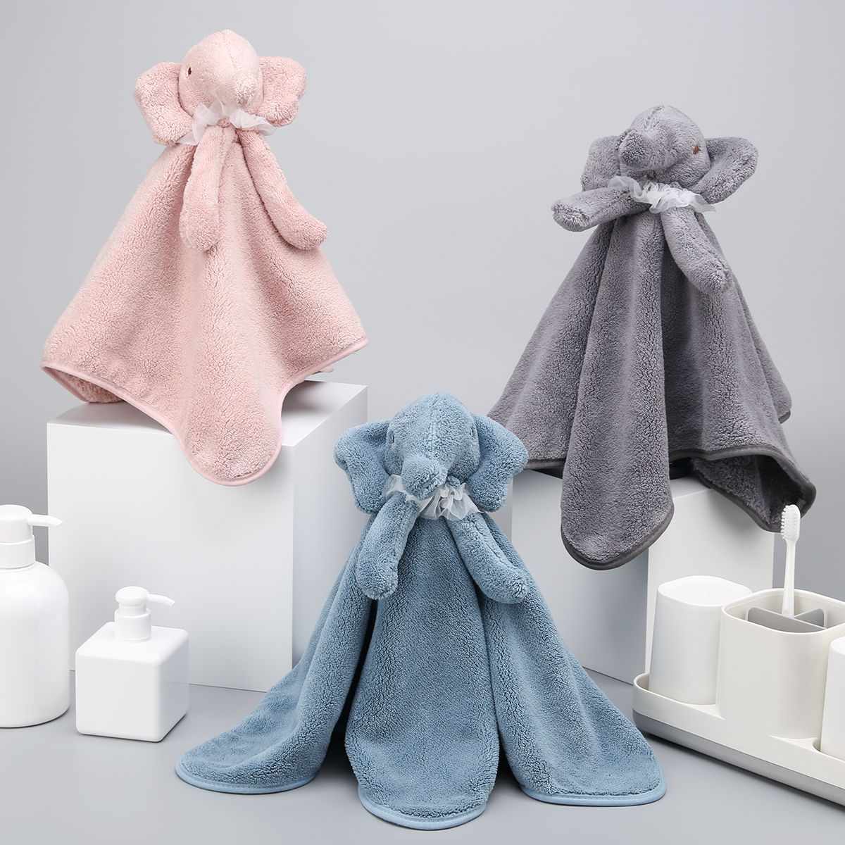 Kitchen Hand Towel Hanging Thickened Absorbent Cartoon Auspicious Elephant Children's Small Towel Toilet Hand Towel Handkerchief Rag Specification drawing