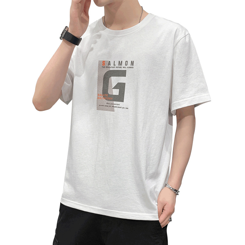Short-sleeved men's fashion brand summer loose clothing, men's fashion half-sleeved T-shirt, pure cotton T-shirt, top, base layer, men's T-shirt Item Picture