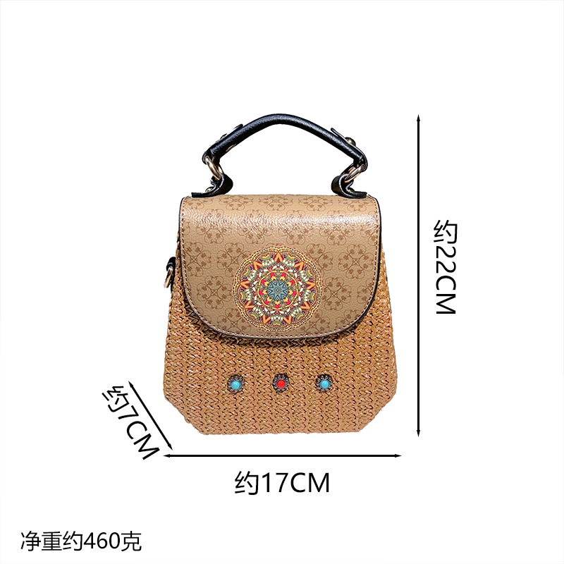 2024 new retro national style women's single shoulder bag rattan leather hand-held cross-body multi-color printing storage bag for women Application Scenario