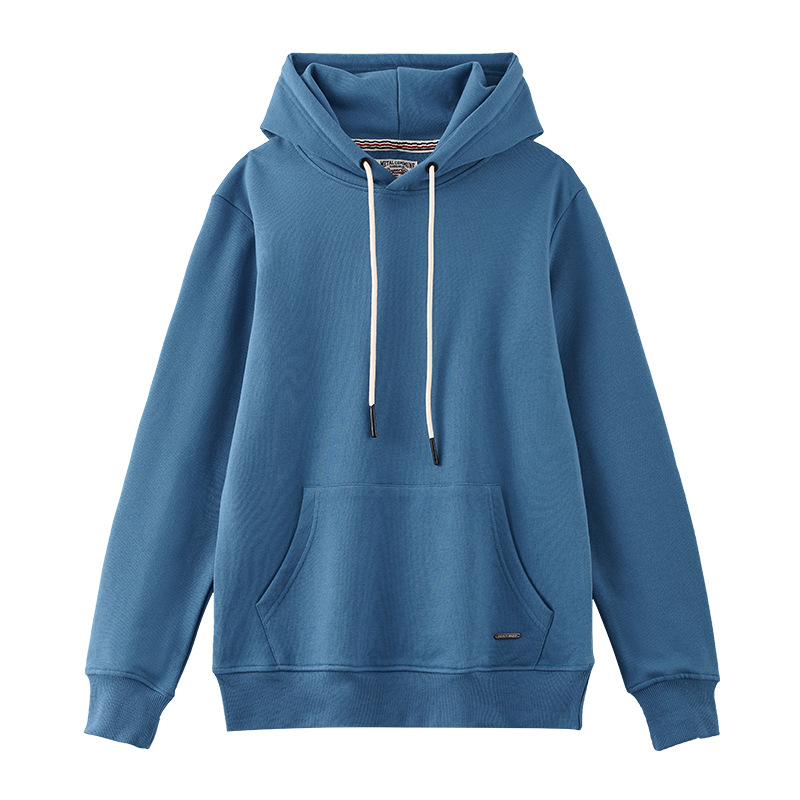 360G heavy hooded Japanese minimalist style Korean navy blue men's sweatshirt manufacturer Item Picture