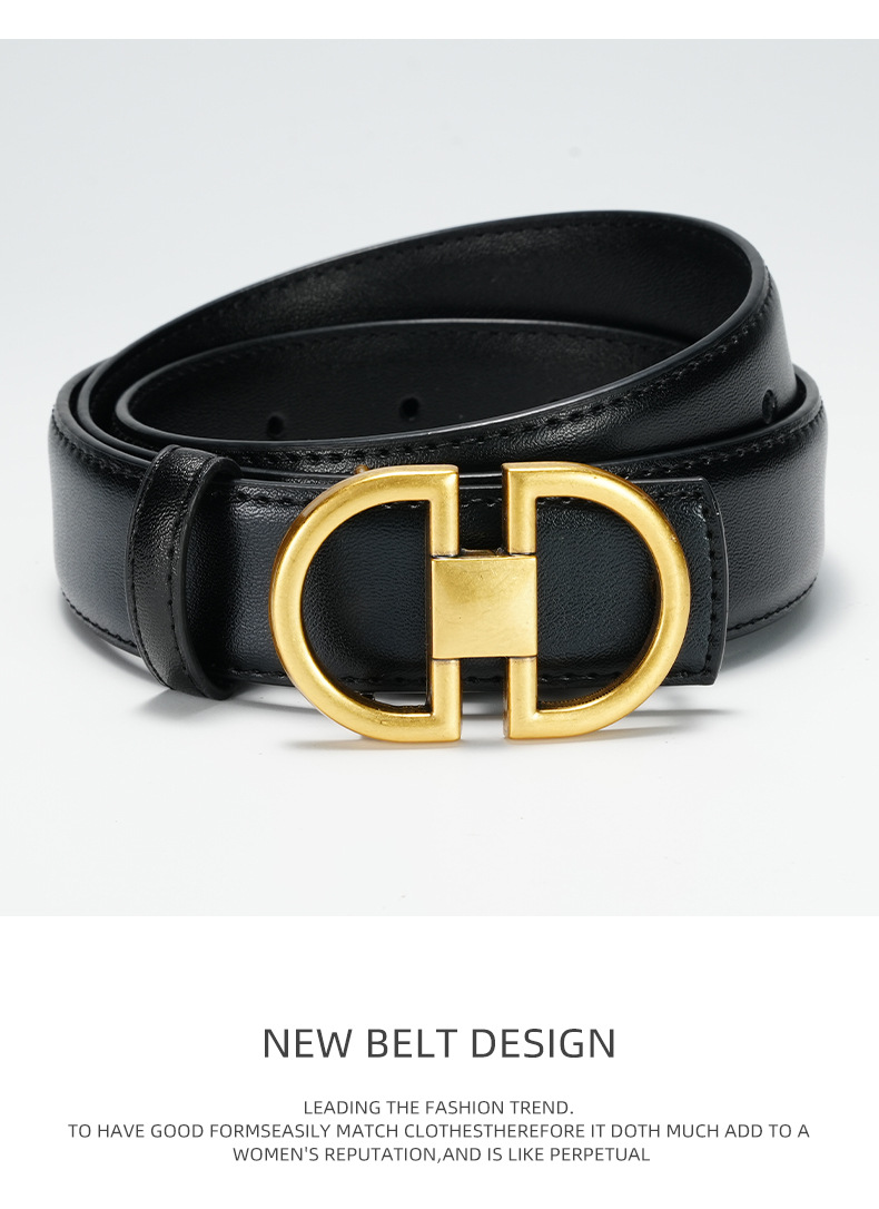 女士腰带双面真皮平滑扣高品质束腰带配连衣裙装饰纯牛皮皮带女潮详情15