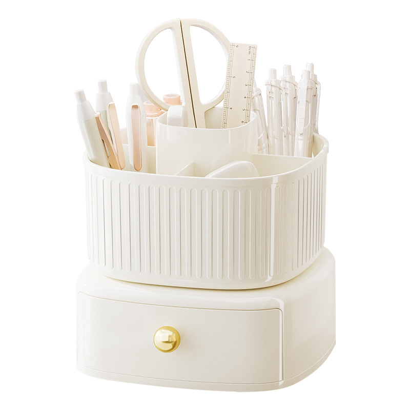Light Luxury Home Desktop High Appearance Horizontal Pen Holder Office Advanced Sense Large Capacity Rotating Plastic Stationery Storage Box Item Picture