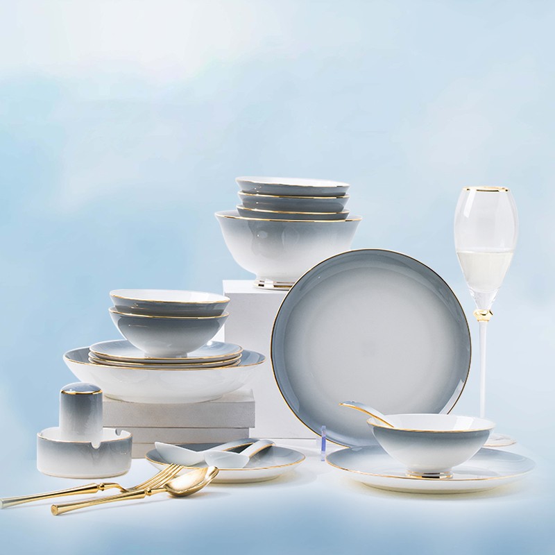 Dish Household Light Luxury Gifts Individual Rice Bowl Jingdezhen Ceramic Bone China Tableware Bowl Dish Dish Chopsticks Combination Wholesale details Picture