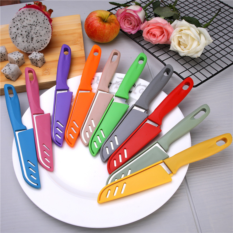 糖果色水果刀 不锈钢削皮器 便携小刀 厨房小工具 多色可选详情图1