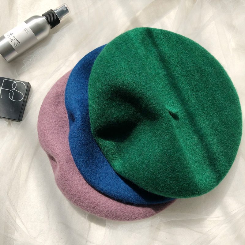Wool Beret Woman Autumn Winter Korean Version Japanese Sweet Lovely Bud Hat British French Painter Hat Wool Hat details Picture