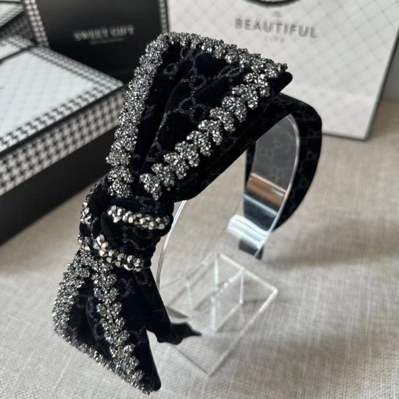 South Korea Bow Wheat Velvet Hair Band Girl Autumn And Winter New High-Grade Sense Full Drill Hoop Light Luxury Hair Accessories details Picture