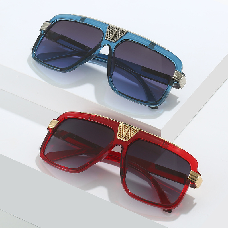 2023 Cross-border new square sunglasses, European and American fashion square frame glasses for men, personalized retro large frame sunglasses for women Specification image