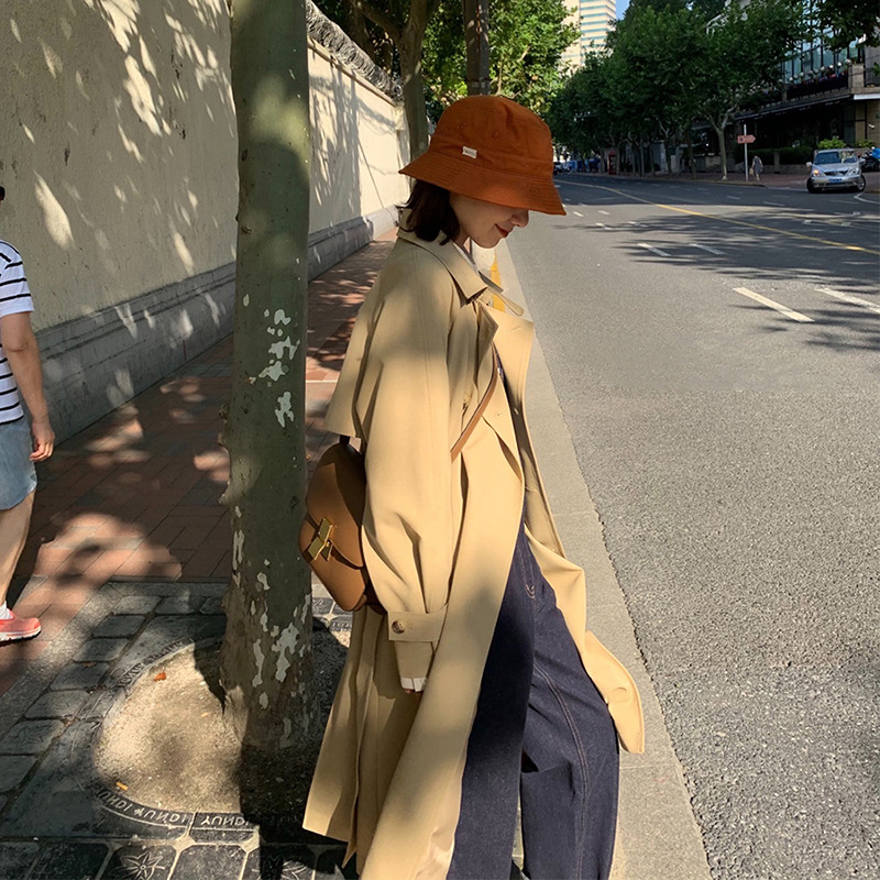 Black Trench Coat Women's Long Small 2023 Spring And Autumn New Korean Chic Style Trench Coat Specification drawing