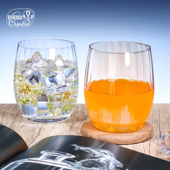 New modern and simple household colored glass water cup, popular Instagram fresh egg-shaped colored glass cup details Picture