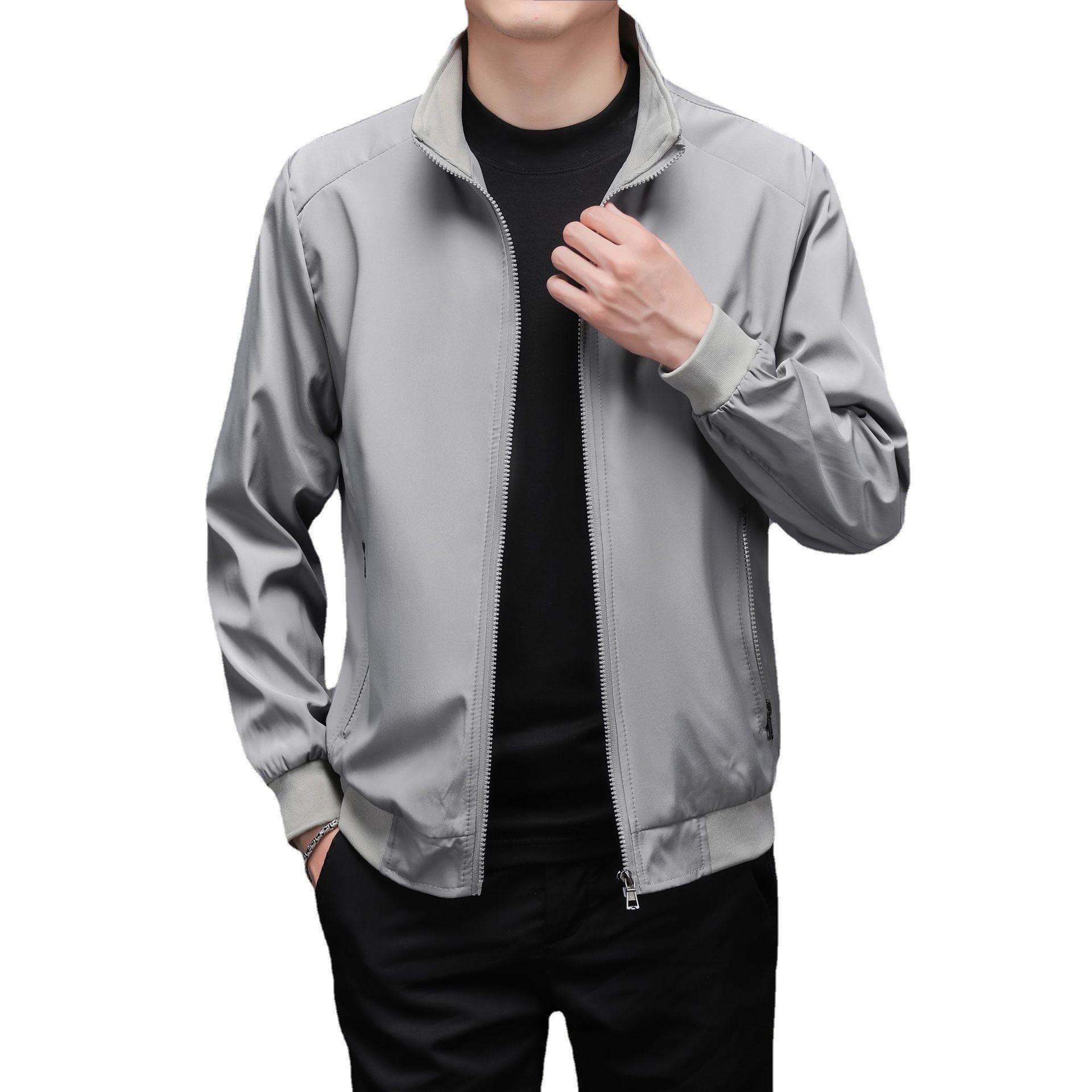 The new Spring and Autumn business casual men's jacket is a fashionable short jacket for middle-aged and young men Item Picture