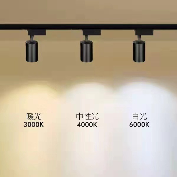 Track light led spotlights, exposed track spotlights on the background wall of the clothing store, two-wire, three-wire, four-wire cob track spotlights details Picture